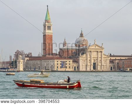 Venice, Veneto, Italy - November 24, 2016: Church Of (chiesa Di) San Giorgio Maggiore Photographed F