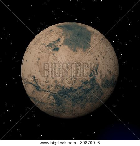 Planeta Mars w nocy - 3D Render