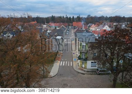 Panorama Of The City Of Iłowa In Western Poland. View From The Drone.\niłowa, A Small, Provincial To