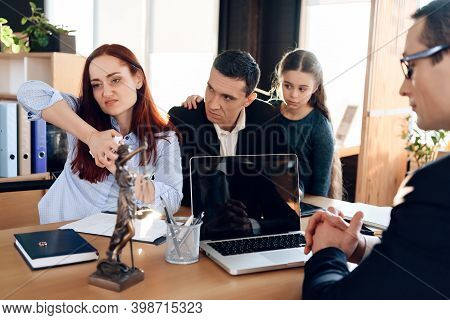 Offended Woman, Deprived Of Rights To Guardianship Of Child, Bends Sheet Of Paper.