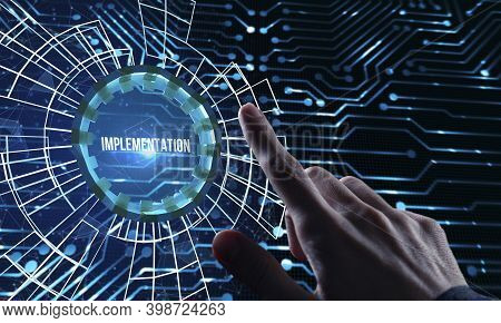 Internet, Business, Technology And Network Concept. Virtual Screen Of The Future And Sees The Inscri
