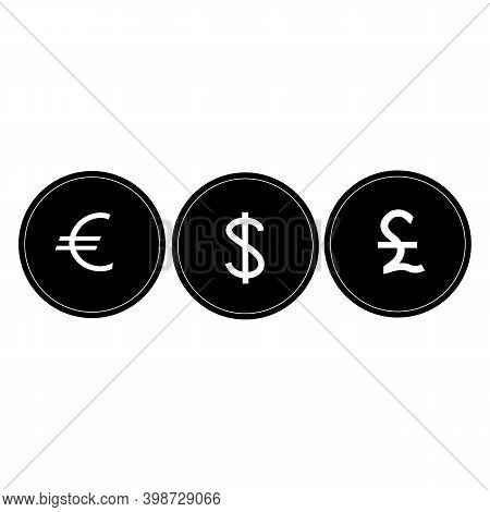 Money Symbols Dolar, Euro, Pound. Flat Icons.