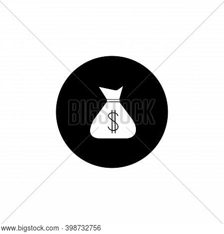 Bag With Dolar Sign. Flat Icon, Black Colour