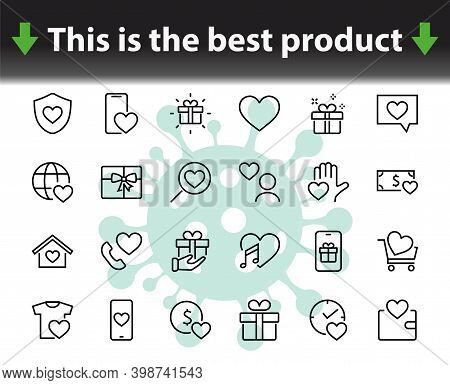 The Set Of Icons About Love Contains Such Icons As Love Of Music, Declaration Of Love, Heart, Favori