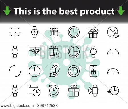 Simple Set Of Time Icon Color Editable Template. Contains Icons Such As Time Check, Speedometer Cale