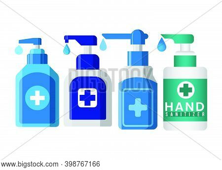 Sanitizer Bottle Pumb Vector Illustration Bundle Set Eps 10