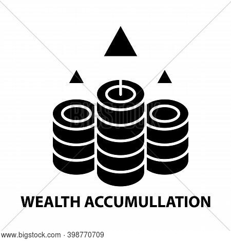 Wealth Accumullation Icon, Black Vector Sign With Editable Strokes, Concept Illustration