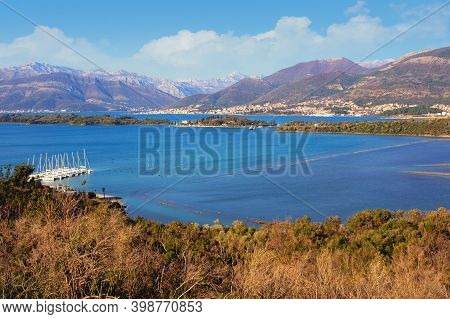 Beautiful Winter Mediterranean Landscape. Montenegro. View Of Bay Of Kotor From Lustica Peninsula. I