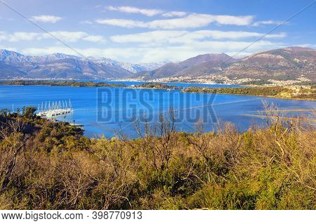 Beautiful Winter Mediterranean Landscape. Montenegro, Adriatic Sea. View Of Bay Of Kotor From Lustic