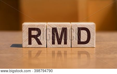 Rmd Text On Wooden Cubes On Orange Wall Background