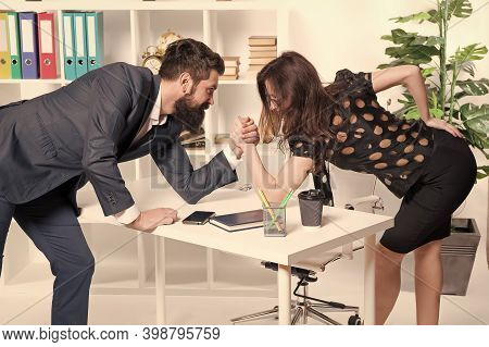 Worthy Rival. Underestimate Forces. Equal Rights. Feminism Concept. Business Competition. Business L