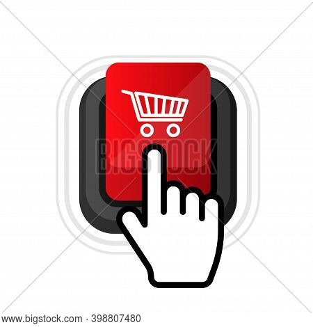 Buy Now Button. Red Buy Now Button With Shopping Cart.