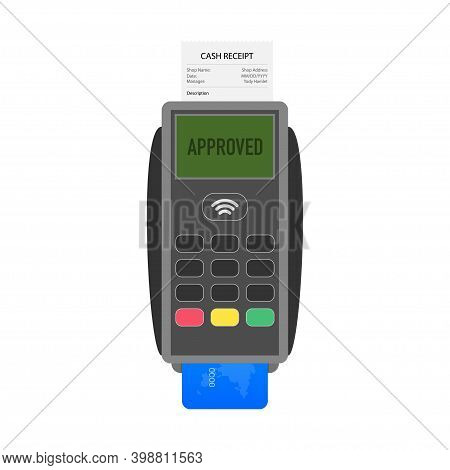Pos Terminal On A White Background. Vector Illustration.