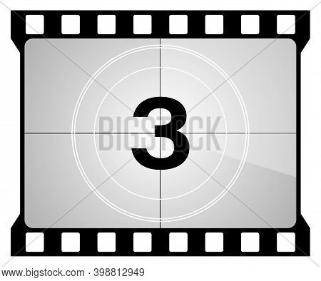A Classic Movie Countdown Frame At The Number Three.