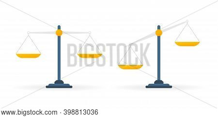 Scales, Flat Design, Libra, Vector Illustration Isolated On White Background