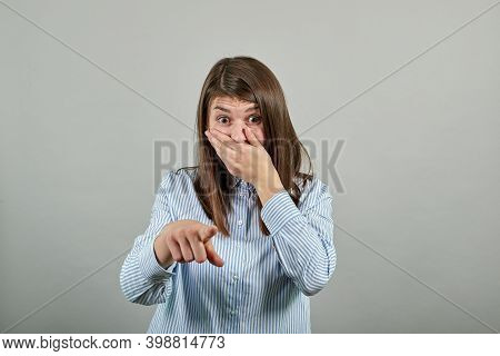 Covering Mouth With Palm. Cant Say Anything. Shocked Gasping Amazed Hearing Stunning Unbelievable Ne