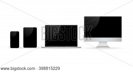 Laptop Isolated . Gadget Illustration . Modern Computer, Laptop, Smartphone On A White Background.