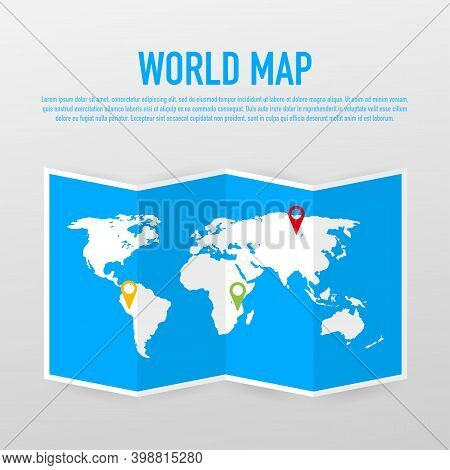 World Map Vector, Isolated On White Background. Flat Earth, Gray Map Template For Web Site Pattern.