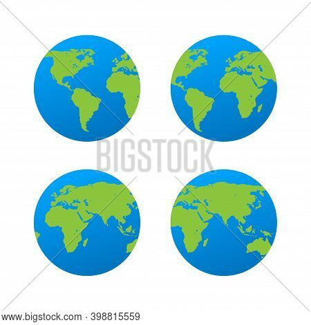 Vector Planet Earth Icon. Flat Planet Earth Icon.