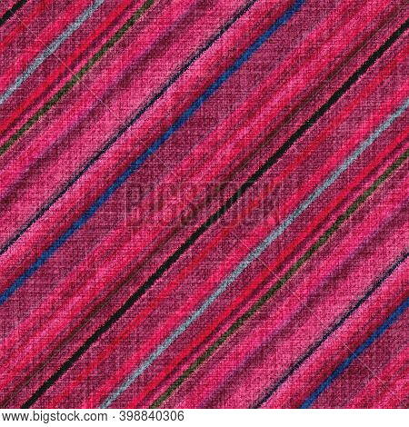 Variegated Multicolor Diagonal Tapestry Stripe Woven Texture. Space Dyed Watercolor Effect Knit Stri