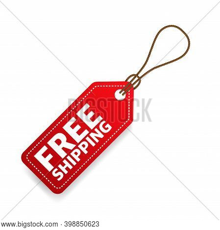 Free Shipping Price Teg. Red Free Shipping Label.