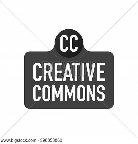 Creative Commons Rights Management Sign With Circular Cc Icon. Vector Illustration.