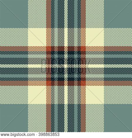 Pixel Background Vector Design. Modern Seamless Pattern Plaid. Square Texture Fabric. Tartan Scottis