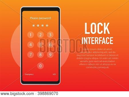 Screen Lock. Pinterface For Lock Screen Or Enter Password Pages. Vector Illustration.