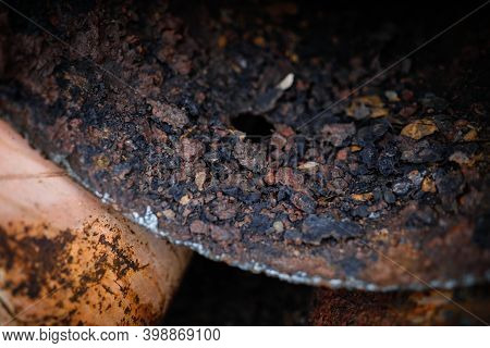 Shallow Depth Of Field (selective Focus) Image With A Very Rusty Metal Pipe.