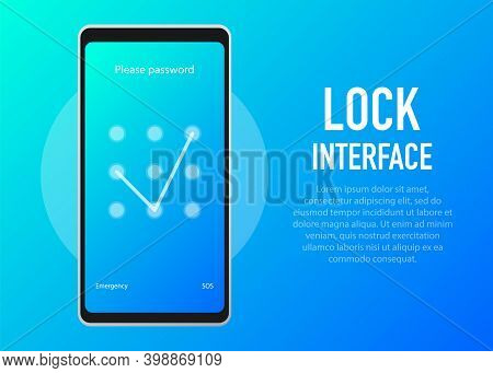 Screen Lock. Pinterface For Lock Screen Or Enter Password Pages. Vector Illustration.