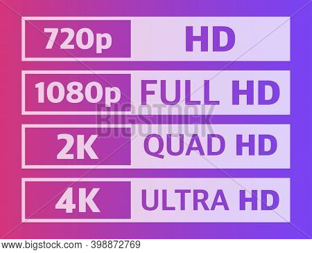 Modern Tv Full Hd 4k, Great Design For Any Purposes. Set Technology Signs. Vector Illustration.