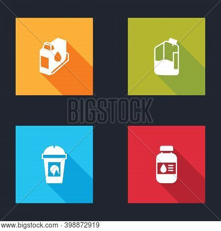 Set Printer Ink Cartridge, Bottle, Coffee Cup To Go And Icon. Vector