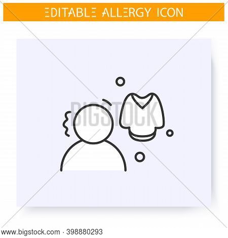 Clothing Allergy Line Icon. Natural Fur Allergy, Dermatitis. Animal Wool Allergy. Immunity Reaction,