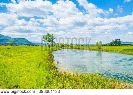 Beautiful Gacka River In Lika Region Of Croatia, Nature Landscape