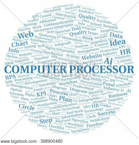 Computer Processor Typography Word Cloud Create With Text Only.