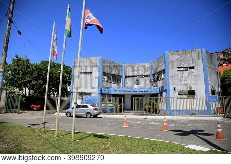 Salvador, Bahia, Brazil - December 9, 2020: Facade Of The Corregedoria Da Policia Civil Da Bahia In 