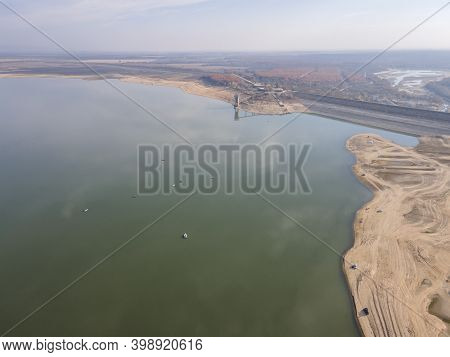 Aerial View Of Pyasachnik (sandstone) Reservoir, Sredna Gora Mountain, Plovdiv Region, Bulgaria