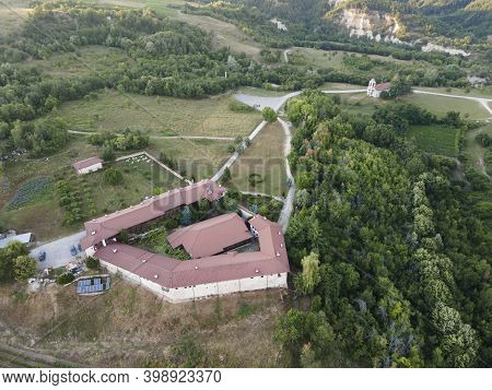 Aerial View Of Medieval Rozhen Monastery Of The Nativity Of The Mother Of God, Blagoevgrad Region, B