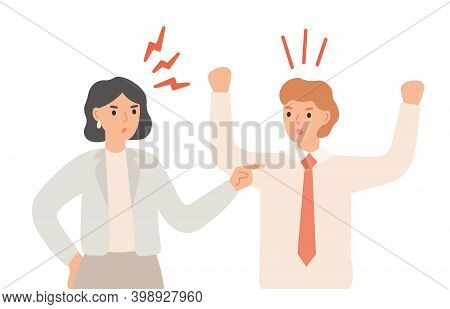 Couple Arguing, Angry Man And Woman Having Quarrel Or Disagreement In Relationship. Family Conflict,