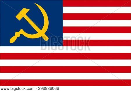 The United States And Ussr Flags Together.
