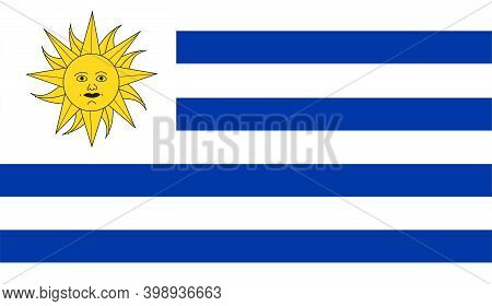 Isolated Flag Of Uruguay Country, South America.