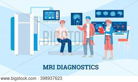 Doctor And Nurse Explaining Patient Results Brain Mri Scan. Consultation And Medical Diagnosis Using