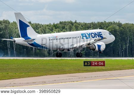 July 2, 2019, Moscow, Russia. Airplane Airbus A319-100 Fly One Airlines At Vnukovo Airport In Moscow