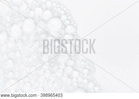 Foam Bubble From Soap Or Shampoo For Washing Isolated On White Background From Above