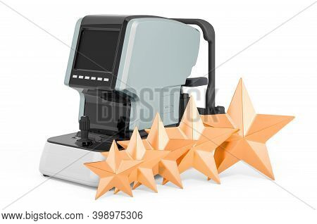 Customer Rating Of Auto Refractometer Concept. 3d Rendering Isolated On White Background