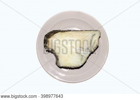 Catfish.frozen Catfish Fish Steak On White Background.a Piece Of Catfish Frozen.