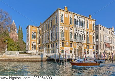 Venice, Italy - January 11, 2017: Palace Cavalli Franchetti Academia Art Gallery At Grand Canal In V