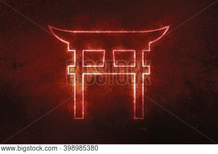 Shinto symbol, japan Gate, Torii Gate, red Symbol, Space Background