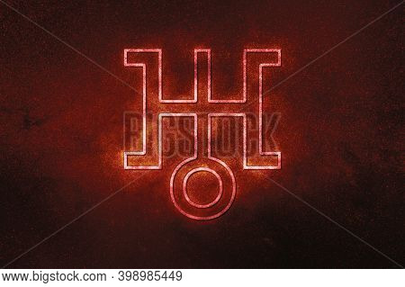 Symbol Of Uranus, Uranus Sign, Astrology Uranus Planet red Symbol, Space Background