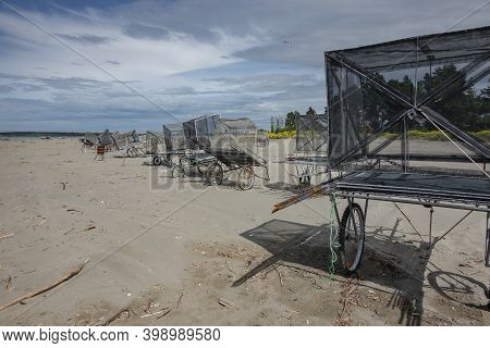 Christchurch New Zealand - November 20 2020; Fishing And Whitebaiting At Waimakariri River Mouth.